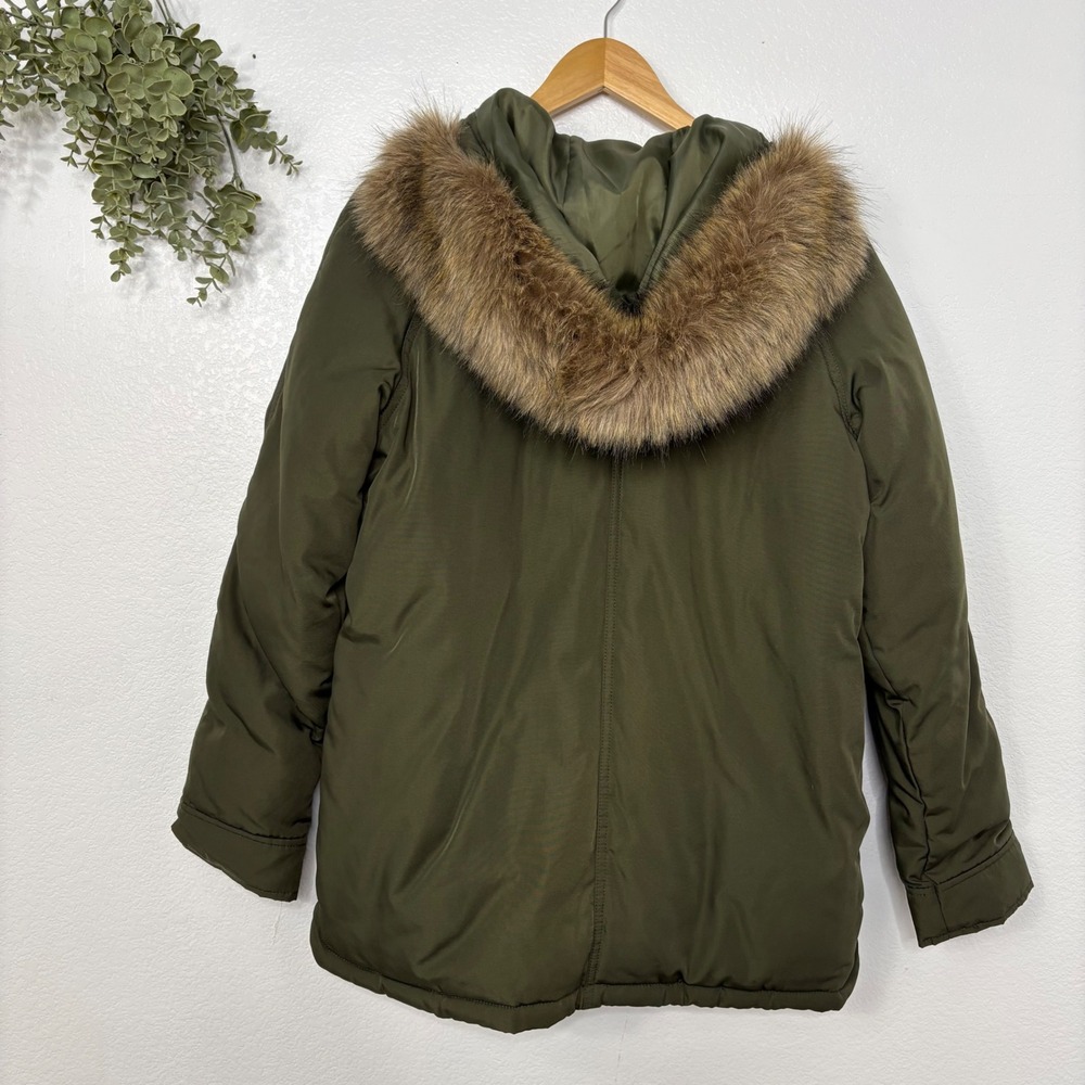 Old Navy Womens Green Fur Hood Winter Coat Size‎ Medium - Picture 8 of 8